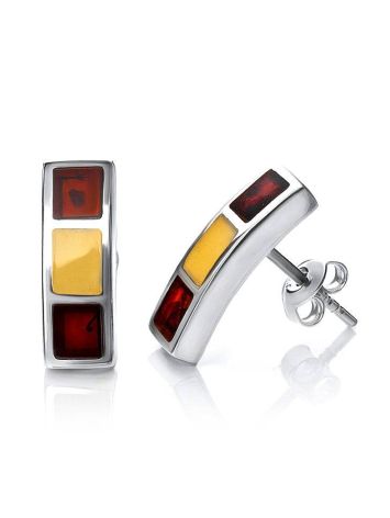 Amber Stud Earring In Sterling Silver The London, image , picture 3