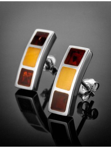 Amber Stud Earring In Sterling Silver The London, image , picture 2