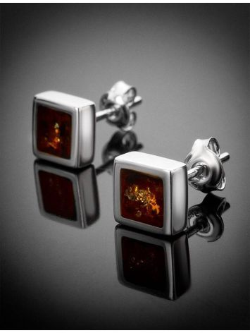 Amber Stud Earrings In Sterling Silver The London, image , picture 2