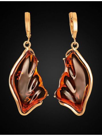 Amber Earrings In Gold-Plated Silver The Lagoon, image , picture 2