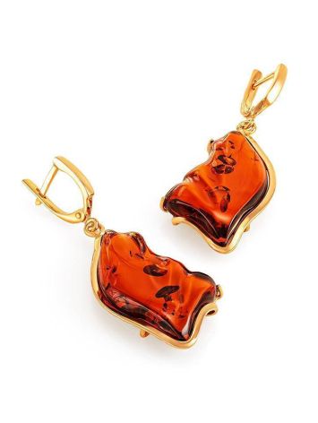 Amber Earrings In Gold-Plated Silver The Lagoon, image , picture 3