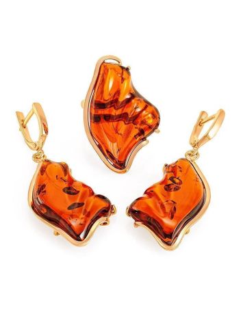 Amber Earrings In Gold-Plated Silver The Lagoon, image , picture 4
