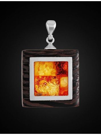 Wenge Wood Pendant With Honey Amber The Indonesia, image , picture 3