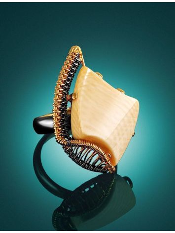 Adjustable Mammoth Tusk Ring In Gold-Plated Silver The Era, Ring Size: Adjustable, image , picture 2