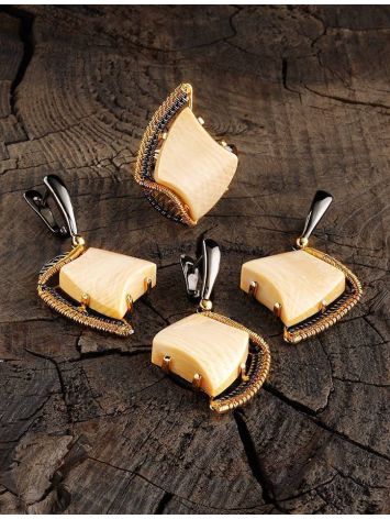 Adjustable Mammoth Tusk Ring In Gold-Plated Silver The Era, Ring Size: Adjustable, image , picture 4