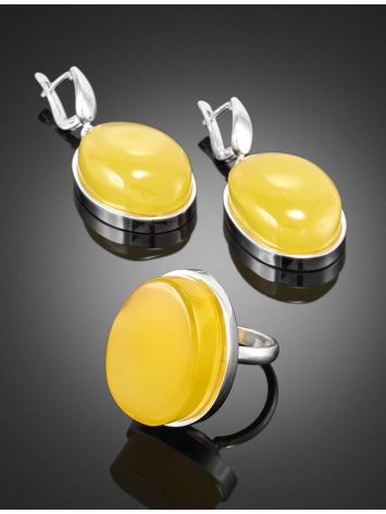 Voluptuous Silver Ring With Bright Honey Amber The Glow, Ring Size: 7 / 17.5, image , picture 4