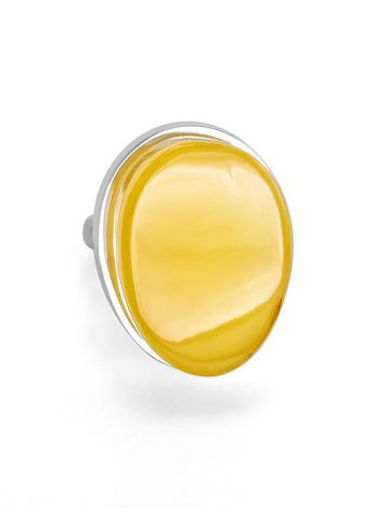 Voluptuous Silver Ring With Bright Honey Amber The Glow, Ring Size: 7 / 17.5, image , picture 5