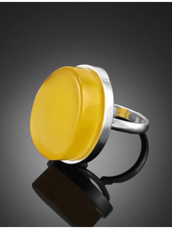 Voluptuous Silver Ring With Bright Honey Amber The Glow, Ring Size: 7 / 17.5, image , picture 3