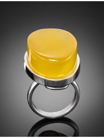 Voluptuous Silver Ring With Bright Honey Amber The Glow, Ring Size: 7 / 17.5, image , picture 6