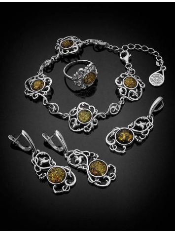 Refined Green Amber Ring In Sterling Silver The Tivoli, Ring Size: 9 / 19, image , picture 6