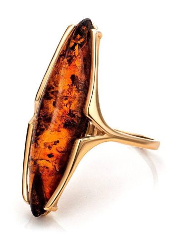 Gold-Plated Silver Ring With Cognac Amber The Barcelona​, Ring Size: 5.5 / 16, image , picture 4