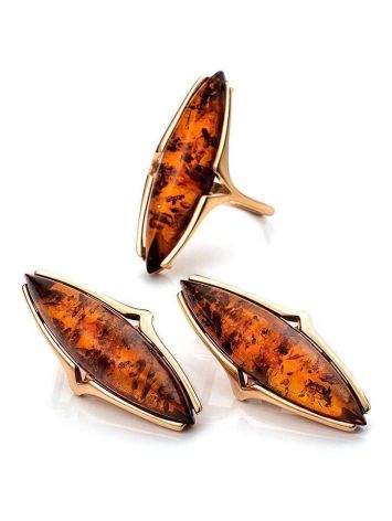 Gold-Plated Silver Earrings With Cognac Amber The Barcelona, image , picture 6