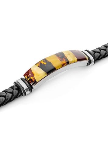 Braided Leather Wristband With Multicolor Amber The Grunge, image , picture 3