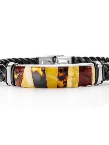 Braided Leather Wristband With Multicolor Amber The Grunge, image , picture 4