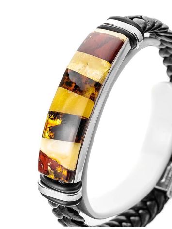 Braided Leather Wristband With Multicolor Amber The Grunge, image , picture 2