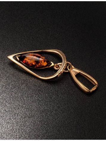 Gold-Plated Pendant With Cognac Amber And Champagne Crystals The Raphael, image , picture 2