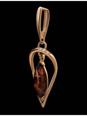 Gold-Plated Pendant With Cognac Amber And Champagne Crystals The Raphael, image , picture 4