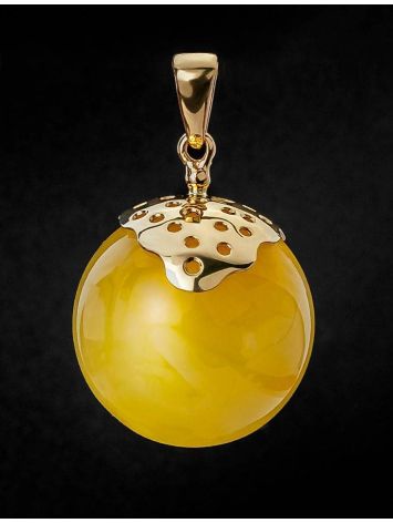 Honey Amber Teardrop Pendant In Gold The Cascade, image , picture 2
