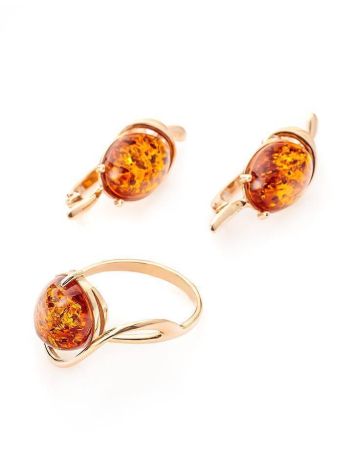 Cognac Amber Earrings In Gold The Sigma, image , picture 5