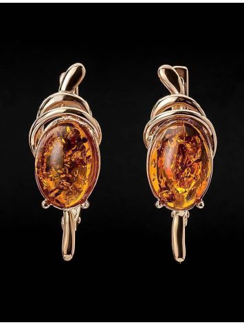 Cognac Amber Earrings In Gold The Sigma, image , picture 2