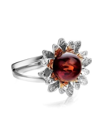 Sterling Silver Ring With Cherry Amber The Aster, Ring Size: 9 / 19, image , picture 4