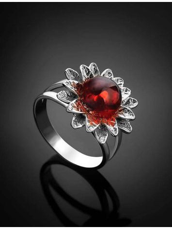 Sterling Silver Ring With Cherry Amber The Aster, Ring Size: 9 / 19, image , picture 2