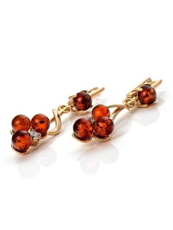 Gold-Plated Dangle Earrings With Amber And Crystals The Mimosa, image , picture 5