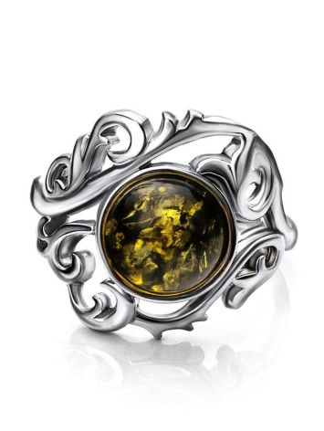 Refined Green Amber Ring In Sterling Silver The Tivoli, Ring Size: 9 / 19, image , picture 4