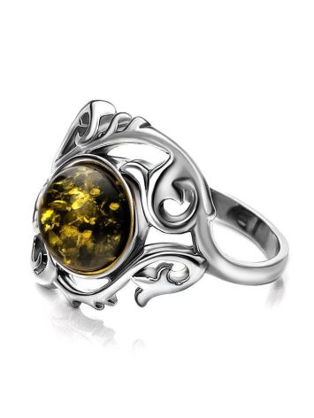 Refined Green Amber Ring In Sterling Silver The Tivoli, Ring Size: 6.5 / 17, image , picture 5