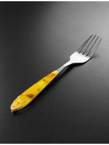 Sterling Silver Dessert Fork With Amber Mosaic, image , picture 2