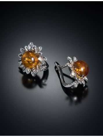 Amber Earrings In Sterling Silver The Aster, image , picture 2
