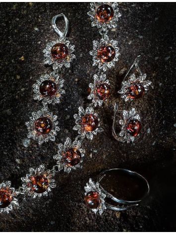 Sterling Silver Ring With Cherry Amber The Aster, Ring Size: 11.5 / 21, image , picture 5
