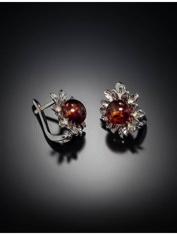 Cherry Amber Earrings In Sterling Silver The Aster, image , picture 4