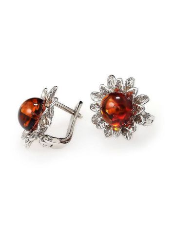 Cherry Amber Earrings In Sterling Silver The Aster, image , picture 3