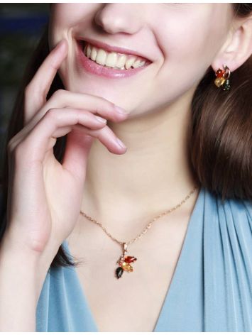 Multicolor Amber Pendant In Gold The Dandelion, image , picture 2