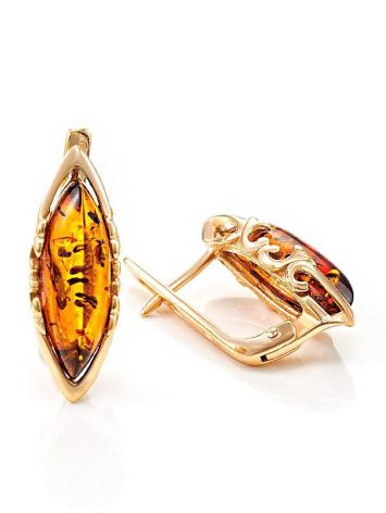 Cognac Amber Earrings In Gold The Ballade, image , picture 4