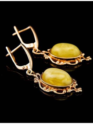Drop Amber Earrings In Gold The Carmen, image , picture 4