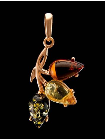 Multicolor Amber Pendant In Gold The Dandelion, image , picture 4