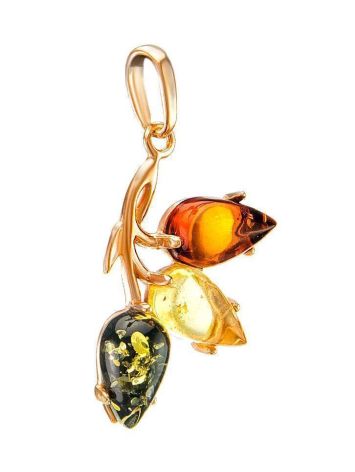 Multicolor Amber Pendant In Gold The Dandelion, image , picture 5