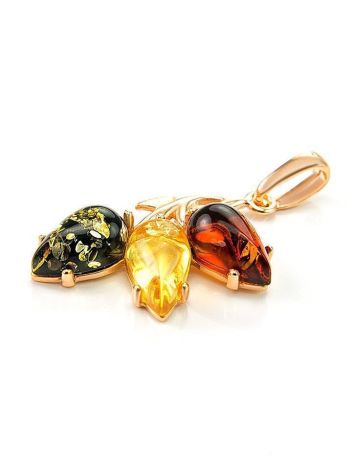 Multicolor Amber Pendant In Gold The Dandelion, image , picture 3