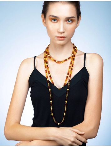 Two-Toned Amber Rope Necklace, image , picture 3