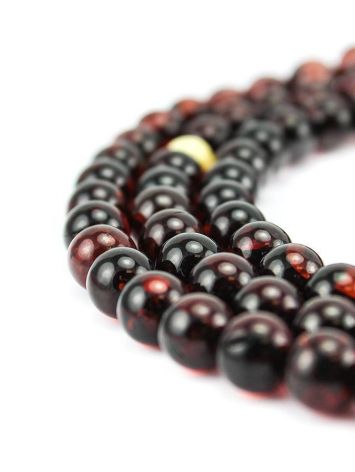 108 Dark Cherry Amber Mala Beads With Dangle, image , picture 2