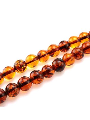 Cognac Amber Ball Beaded Necklace, image , picture 2