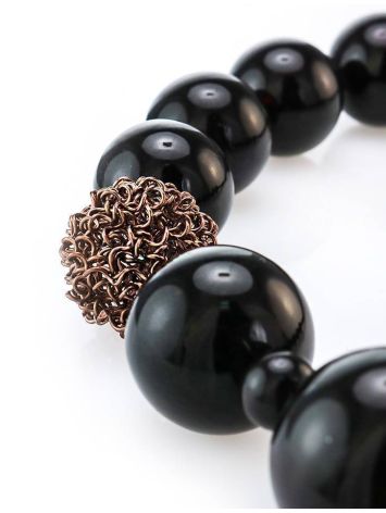 Dark Cherry Amber Ball Beaded Necklace The Ariadna, image , picture 2