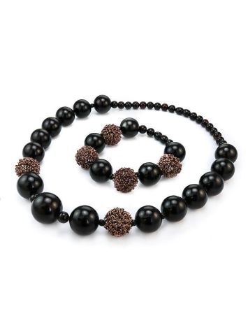 Dark Cherry Amber Ball Beaded Necklace The Ariadna, image , picture 6