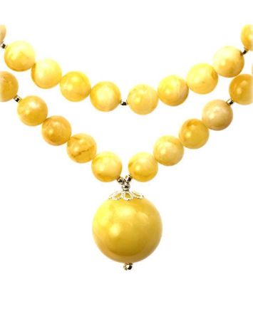 Double Strand Amber Ball Beaded Necklace With Pendant The Ariadna, image , picture 2
