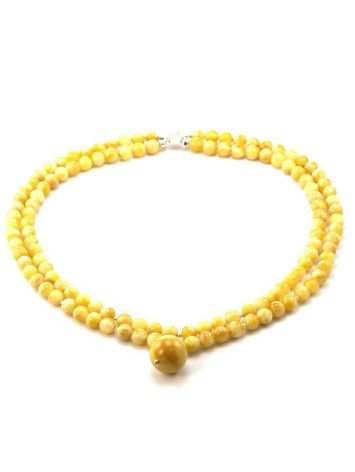 Double Strand Amber Ball Beaded Necklace With Pendant The Ariadna, image , picture 6