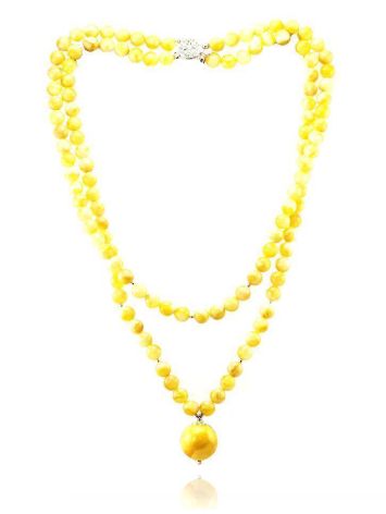 Double Strand Amber Ball Beaded Necklace With Pendant The Ariadna, image , picture 7
