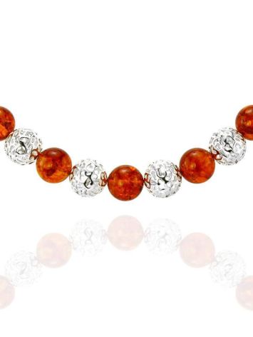 Amber And Silver Ball Beaded Necklace, image , picture 6