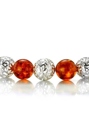 Amber And Silver Ball Beaded Necklace, image , picture 4